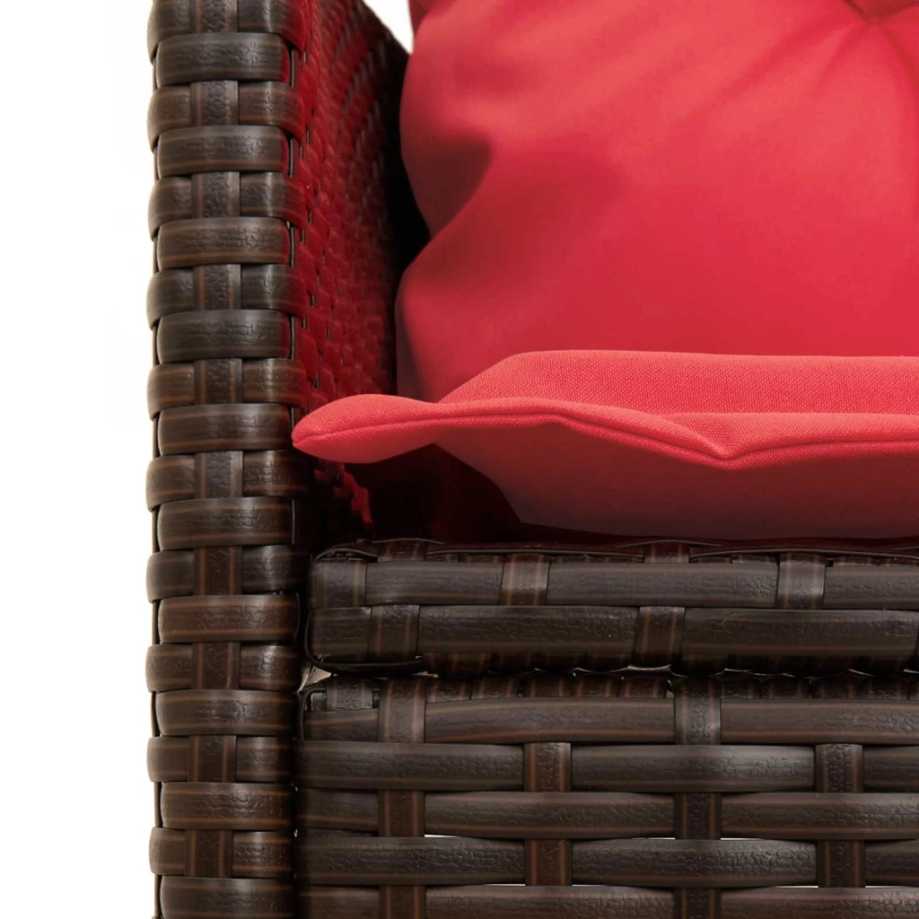 Set Divano da Giardino 2 pz | Set Salotto da Giardino Marrone e Rosso polyrattan