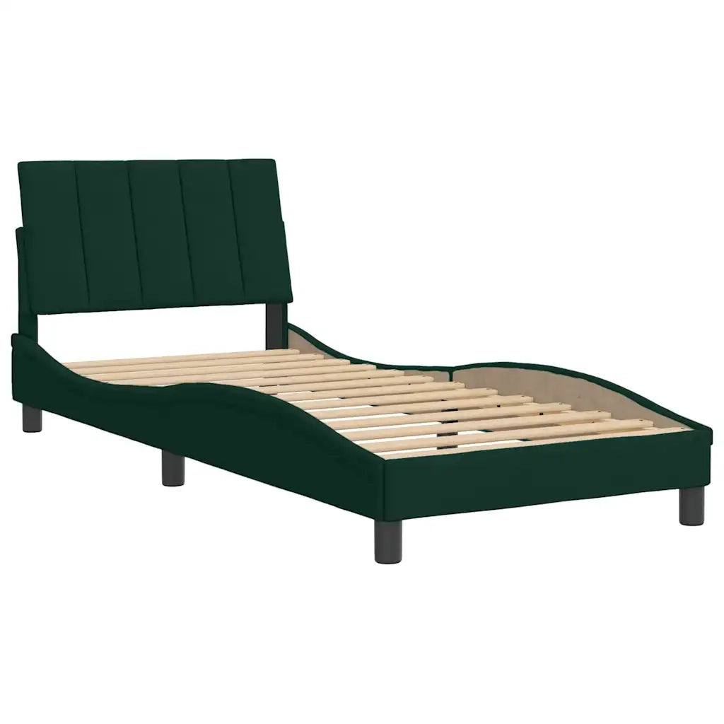 Giroletto senza Materasso Hanko Verde Scuro 80x200 cm in Velluto
