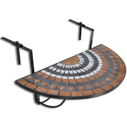 Tavolino da Giardino | Tavolo Sospeso da Balcone Terracotta e Bianco con Mosaico