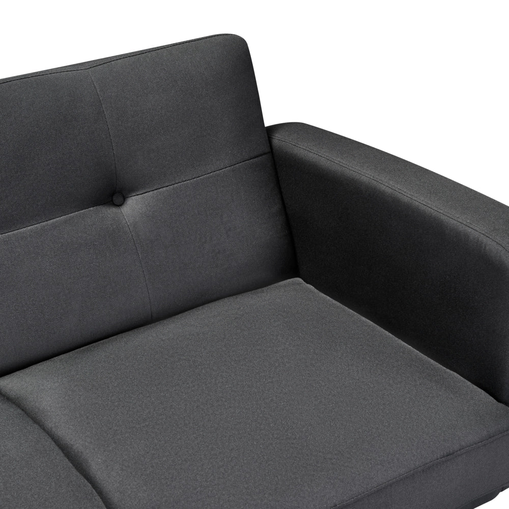Divano Letto Rivestito In Tessuto Nero 2 Posti Trasformabile Gambe In Legno Soggiorno Moderno E Minimalista