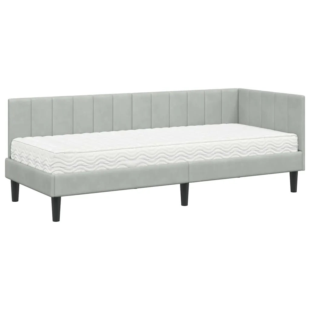 Struttura Letto Angolare con Materasso 2 pcs Grigio chiaro