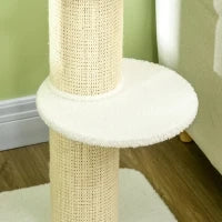 Albero per Gatti 91cm Giochi con Letto per Gatti, Piattaforma in Lana d'Agnello Crema