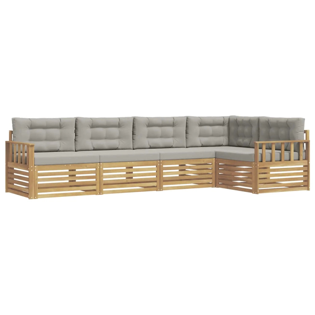 Set di divani da esterno 6 pz Bianco e Grigio Chiaro Poliestere 3390476