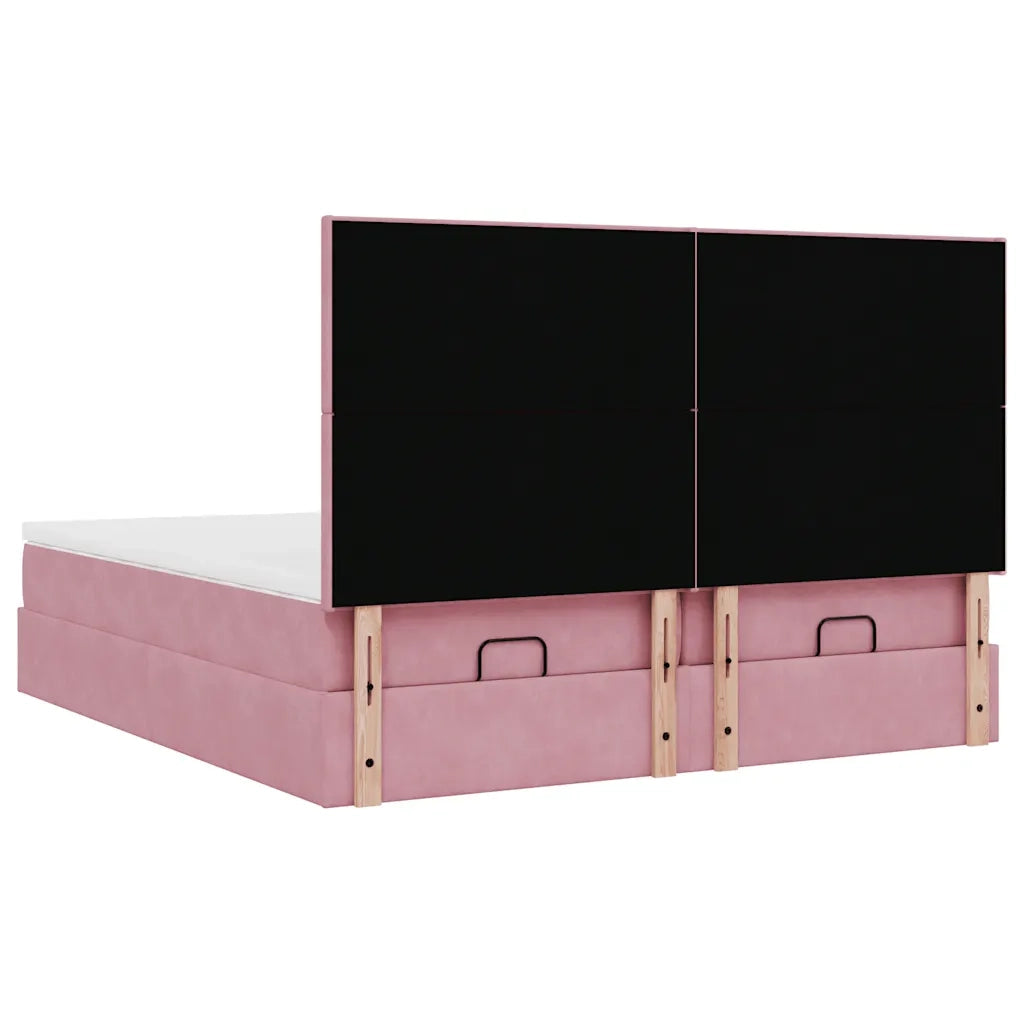 vidaXL Struttura Letto Pouf con Materassi Rosa 180x200 cm Velluto