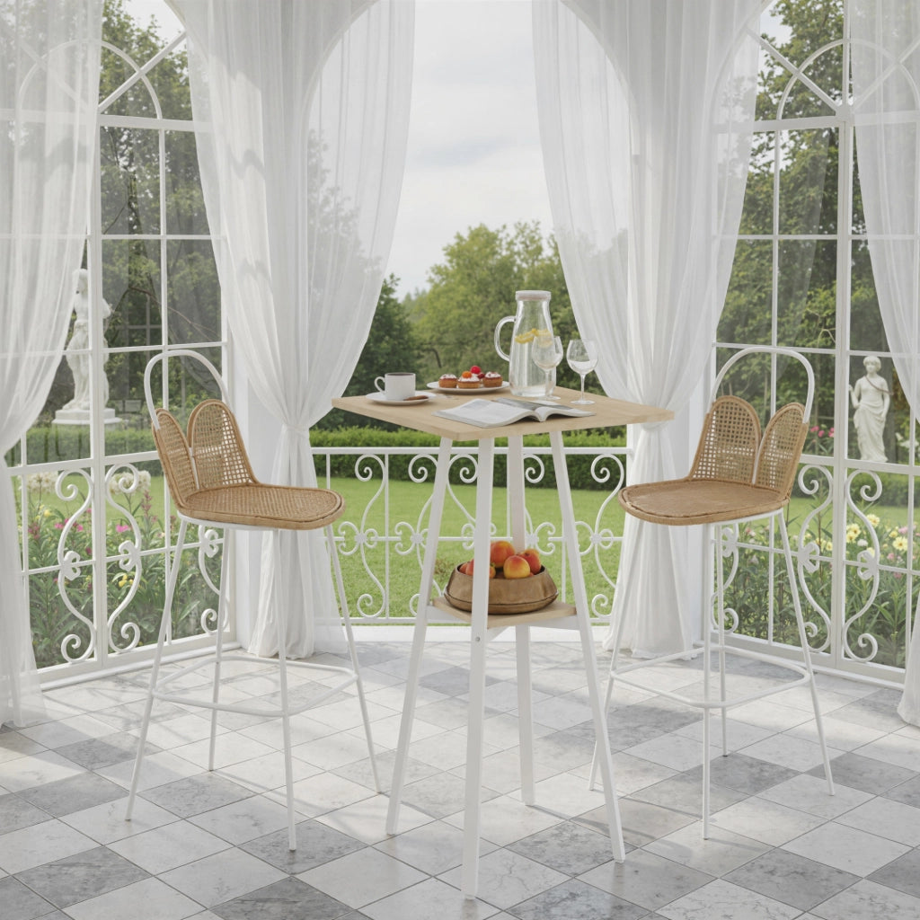 Tavolino da caff¨¨ con ripiano ¨C zephmum ¨C 55x55x95 cm legno naturale e bianco
