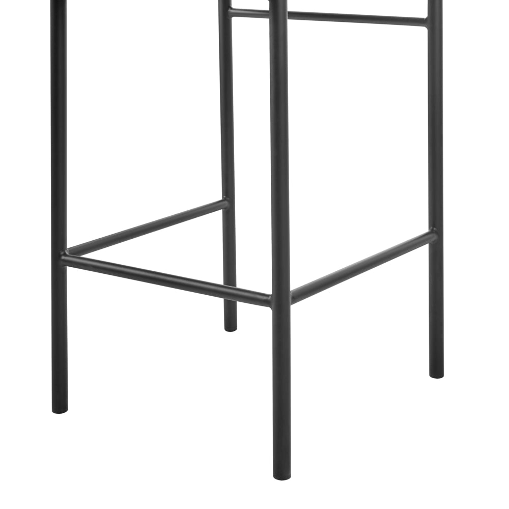 Set di 2 sedie da bar Rivestimento in tessuto grigio chiaro Gambe in metallo nero Sgabelli senza braccioli Schienale curvo Sala da pranzo moderna Cucina