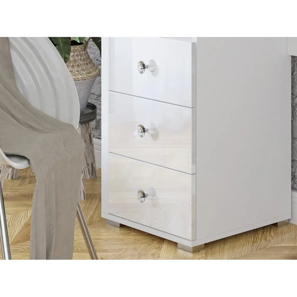 Toeletta design con illuminazione integrata collezione VERSAILLES colore bianco finiture lucide
