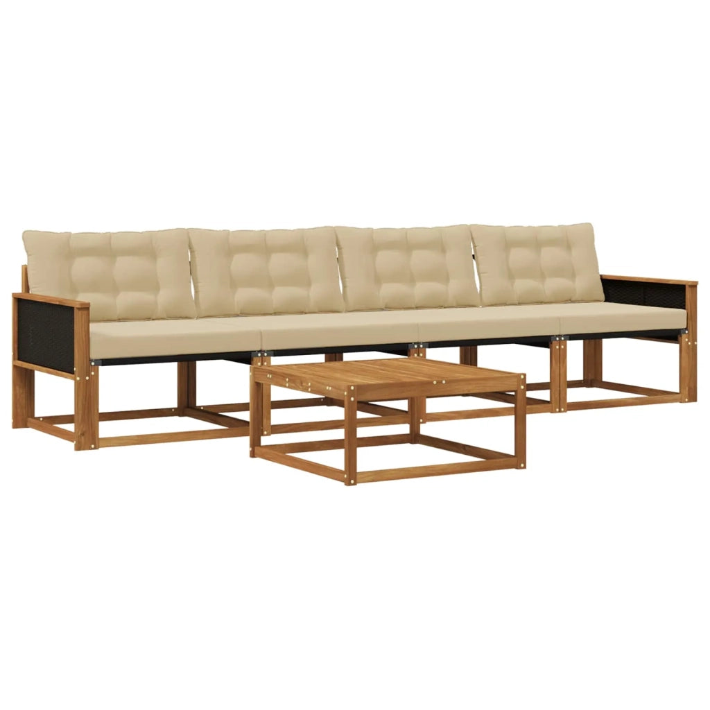 Set di divani da esterno con cuscino 5 pcs Naturale e Beige 3381225