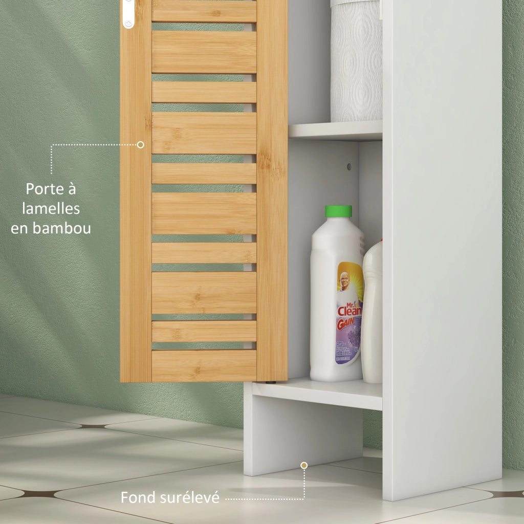 Mobile da bagno con portarotoli 3 livelli ¨C zephmum ¨C bianco bamb¨´ 78H cm