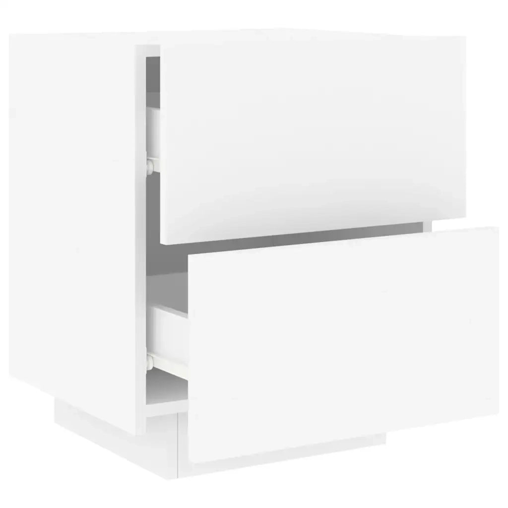 Comodini con Luci LED 2pz Bianchi in Legno Multistrato 836736
