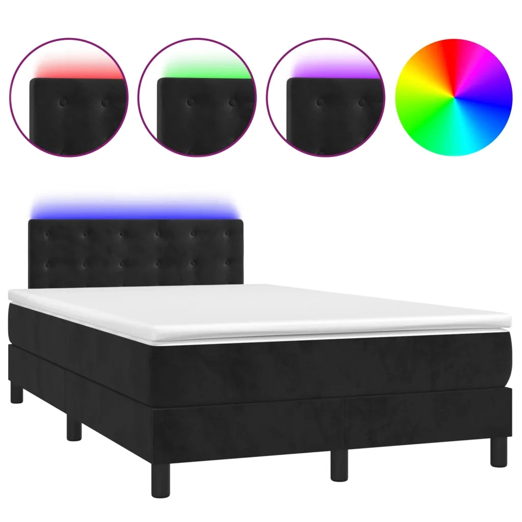 Letto a Molle con Materasso e LED Nero 120x200 cm in Vellutocod mxl 75605