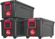 Set di 3 Cassetti Mobili con Ruote e Maniglia - 75 L - Ideale per Garage e Giardino