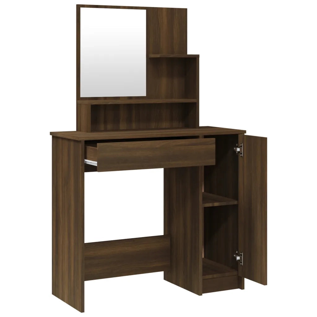 Set Tavolo da Toeletta Rovere Marrone 86,5x35x136 cm 3114154