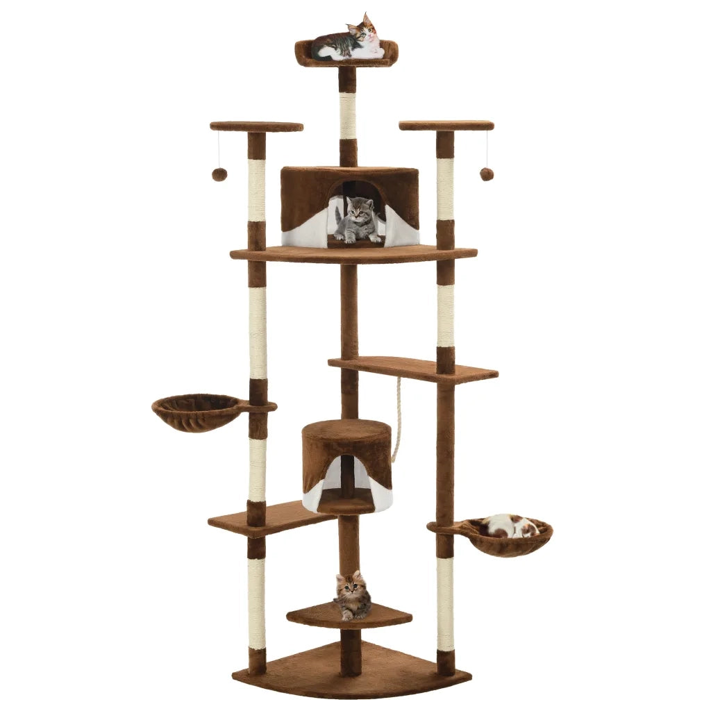 Albero per Gatti e Tiragraffi in Sisal 203 cm Marrone e Bianco CFW5029626