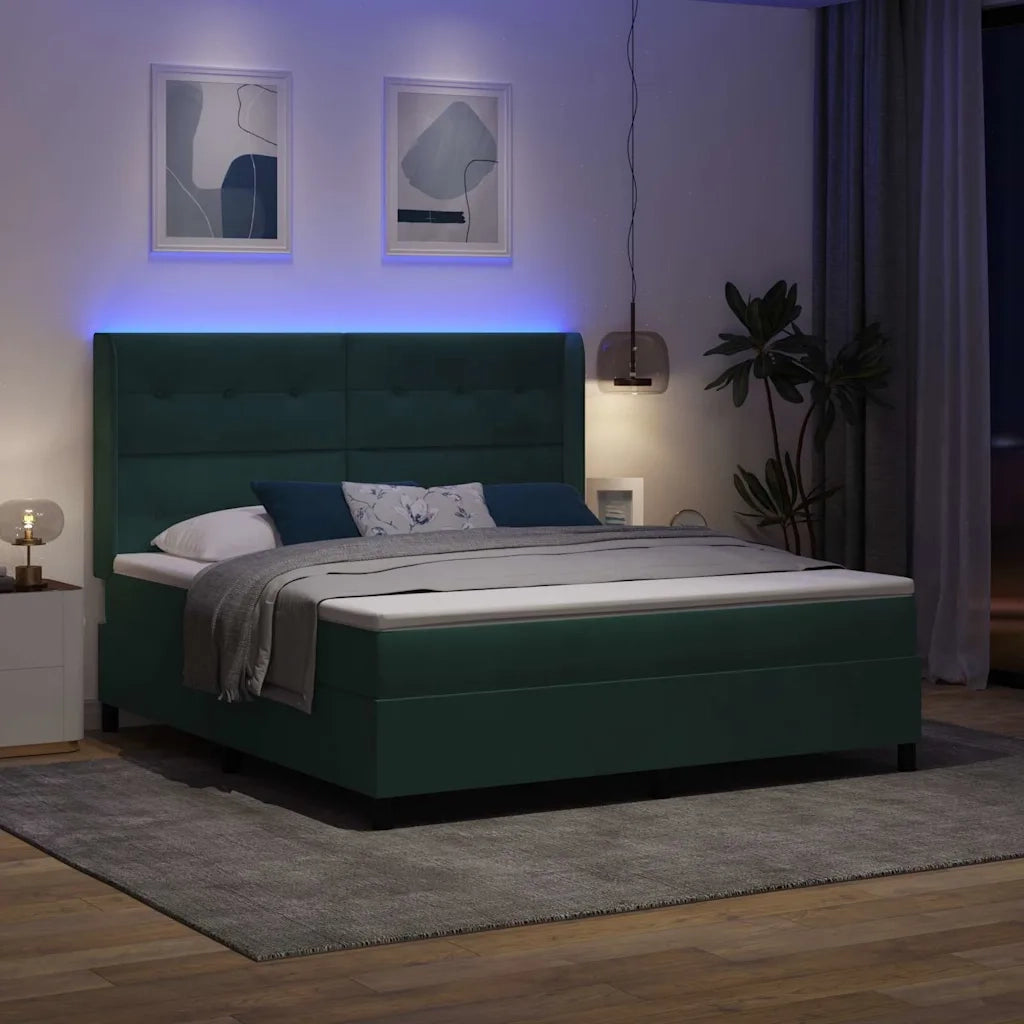 Letto a molle con materasso Verde Scuro 180 x 200 cm Velluto 3343883