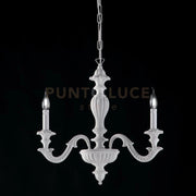 Lampadario in legno bianco shabby 3 luci Leonardo