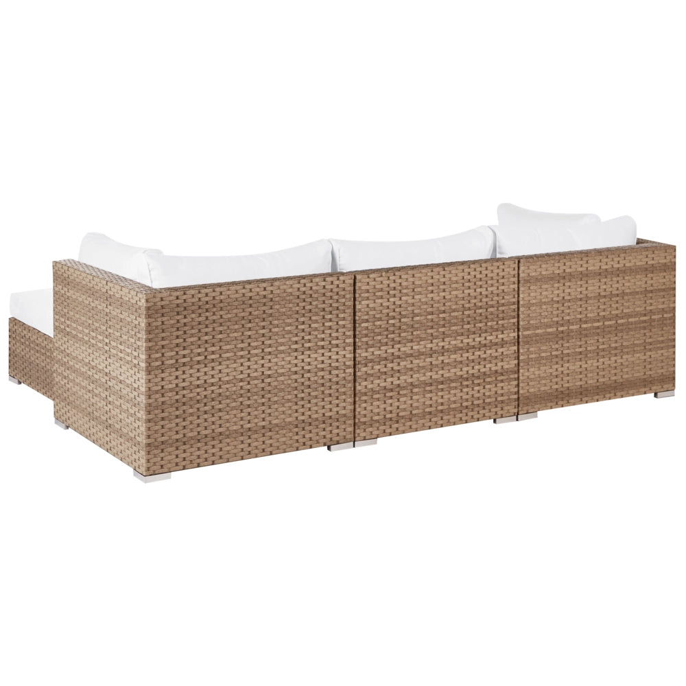 Set da giardino composto da divano con tavolino quadrato in rattan naturale lato sinistro 5 posti stile elegante