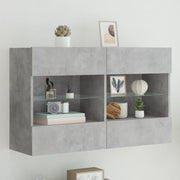 Mobile TV a Parete con Luci LED-Mobile TV a Muro Grigio Cemento 98,5x30x60,5 cm