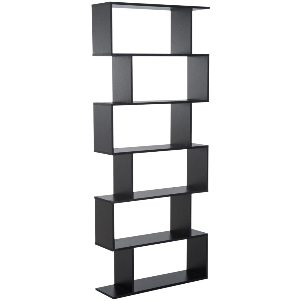 Libreria Design Moderno in Legno con 6 Ripiani Nero 80x23x192 cm