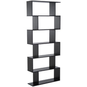 Libreria Design Moderno in Legno con 6 Ripiani Nero 80x23x192 cm