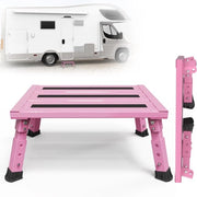 Scale aerea in alluminio, 1 gradino, scala aerea, regolazione di altezza 3-trappi, superficie antislip ampia, carico massimo 220 kg, costruzione in alluminio di alta qualità (rosa)