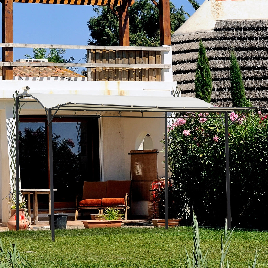 Gazebo Pergola per Giardino ¨C zephmum ¨C Tessuto Anti-UV Beige, Acciaio, 3x2.5m