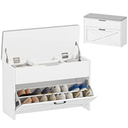 Panca Scarpiera con Cassetto e Contenitore ¨C Minimal ¨C Bianco 80x30x55 cm