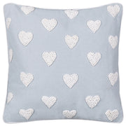 Cuscino in cotone ricamato con motivo a cuoricini grigio 45 x 45 cm letto divano accessorio morbido