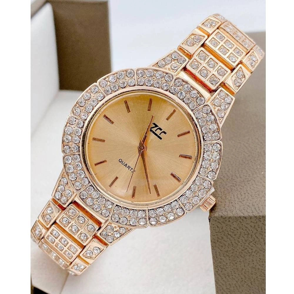 Trade Shop - Orologio Polso Zcc Donna Quarzo Acciaio Moda Brillantinato Rosa Quadrante Rosa -