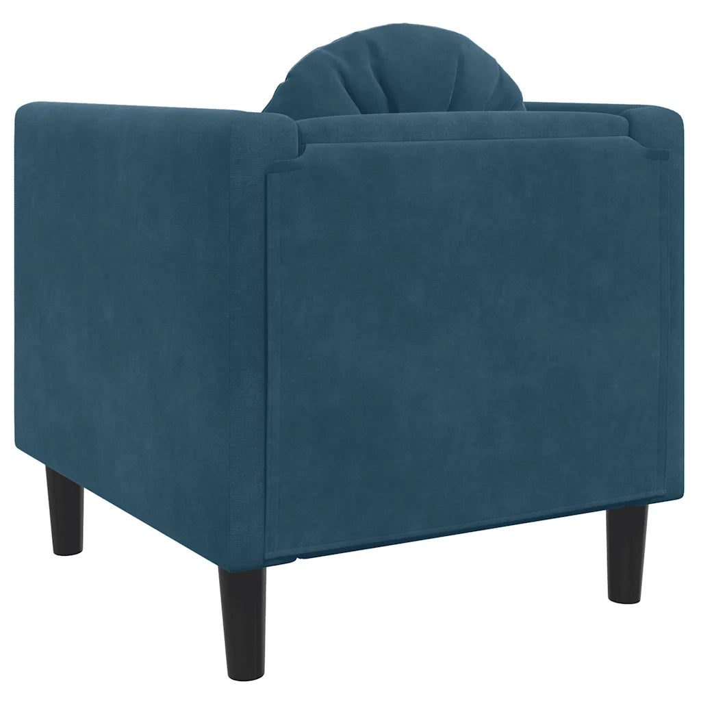 Divano Sedia-Poltrona con Cuscino Blu in Velluto
