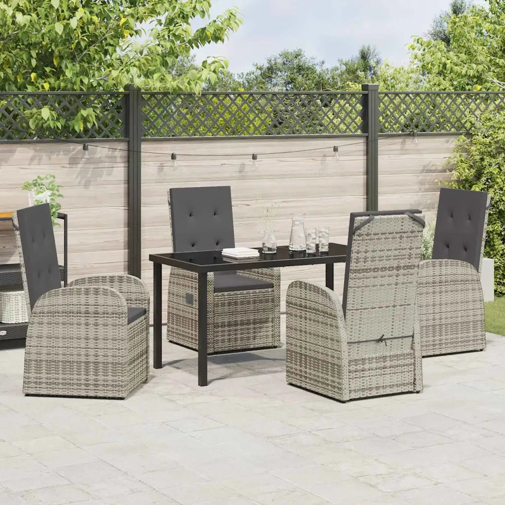 Set da Pranzo per Giardino con cuscino 5 pcs Grigio polyrattan 3379480