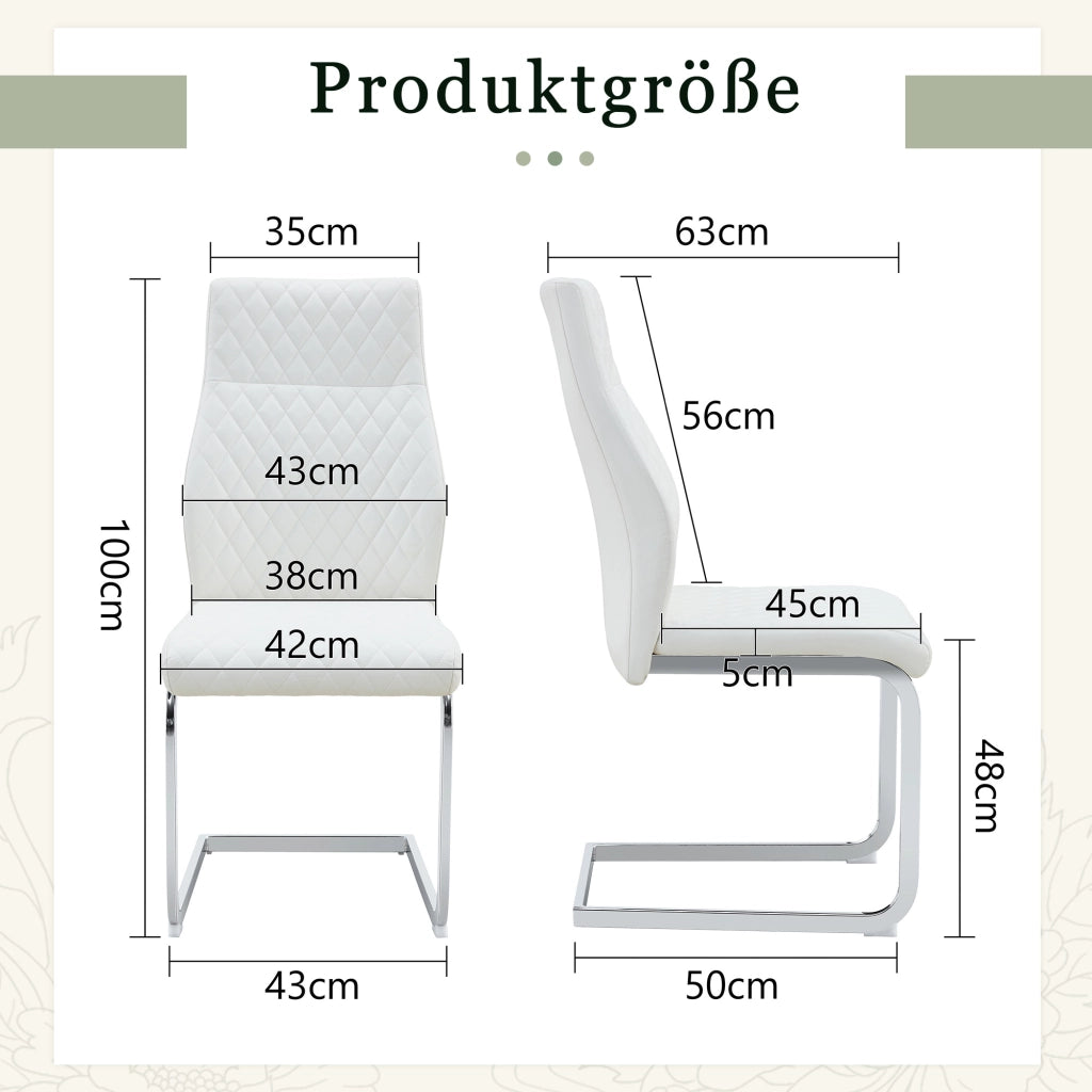 SEDIA da pranzo imbottita 100 cm bianco e argento Set da 2 pezzi