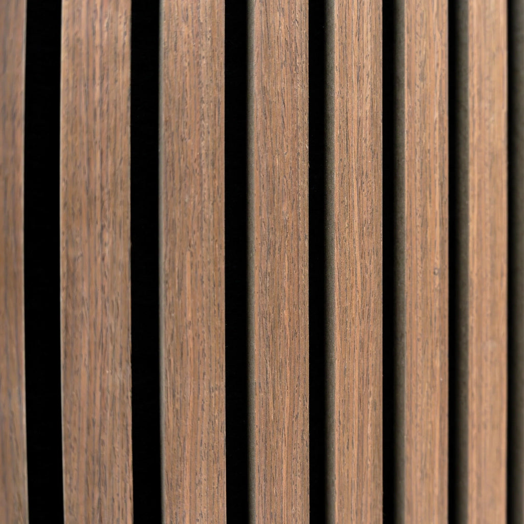 Tre Pannelli Fonoassorbenti con Doghe Noce Scuro Moderno Lusso 3D 2400 x 600mm