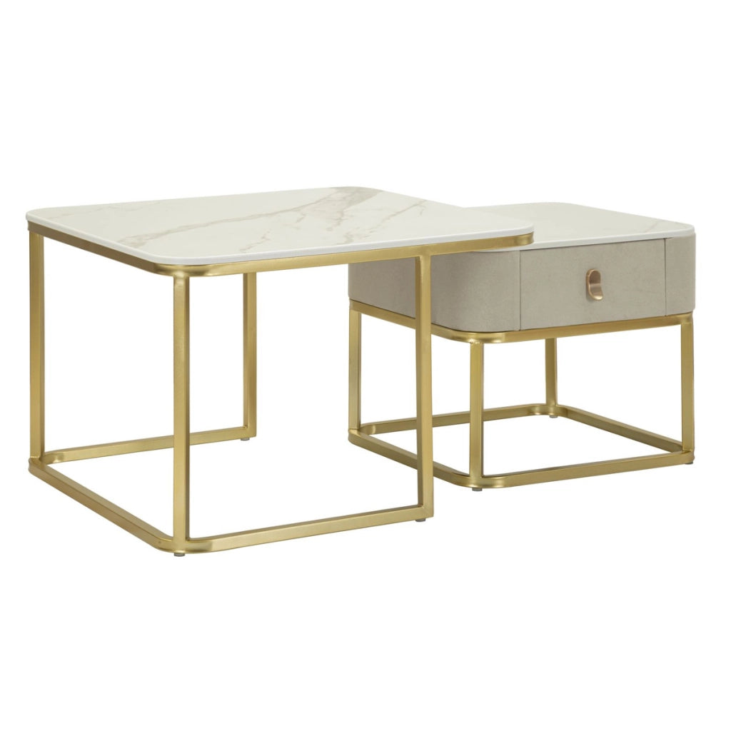 Set di Tavolini VKH794, Beige, Legno, 70x70x48 cm