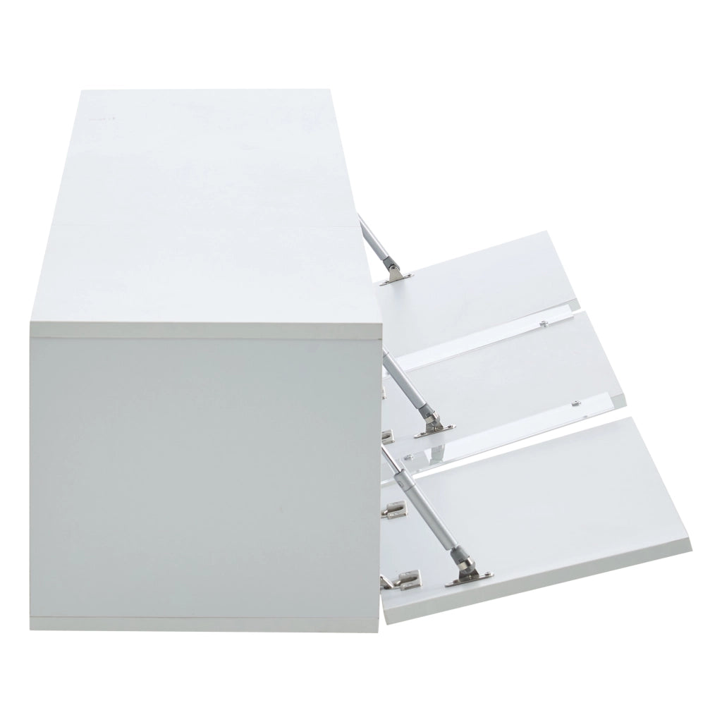 Mobile TV da Parete con 3 Ante a Ribalta e LED; Bianco Lucido; Stile Moderno; in Pannello Truciolare; 180×35×30 cm