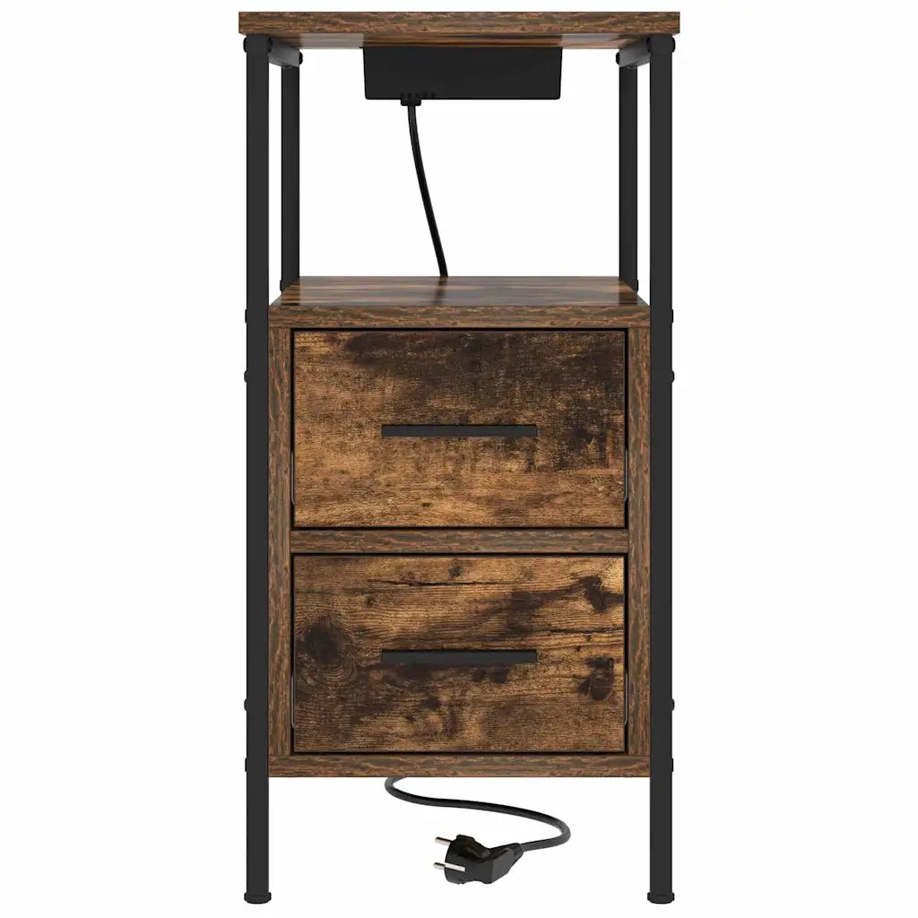 vidaXL Mobiletti da Notte 2 pcs Rovere fumo 30 x 48 x 61 cm