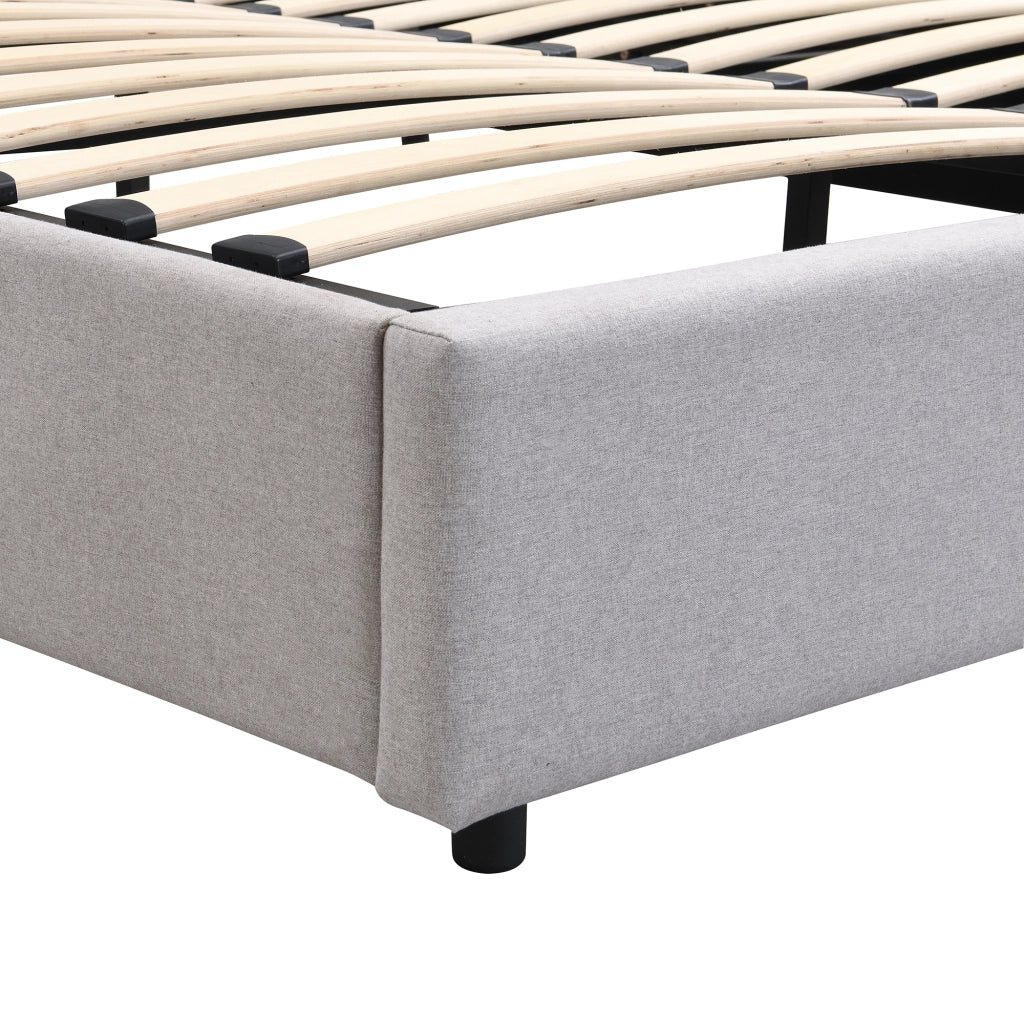 Letti contenitori 180x200 cm; USB e ricarica wireless; lino grigio (Senza materasso)