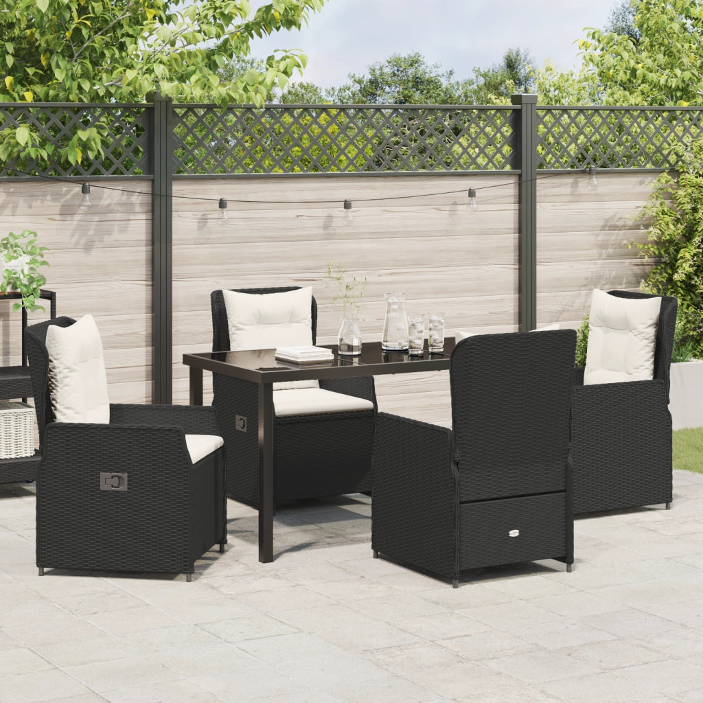 Set da pranzo 5 pezzi da giardino  Nero Polyrattan