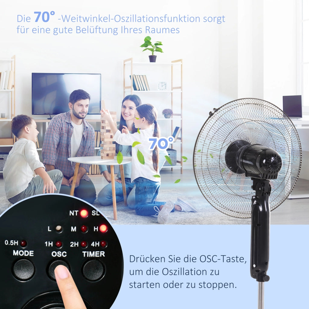 Ventilatore da terra ¨C zephmum ¨C Nero, metallo, ?44,5 x H110-124 cm
