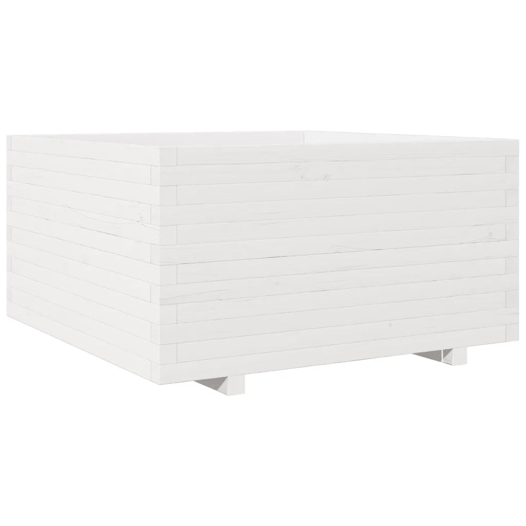 Fioriera da Giardino-Vaso da Esterno Bianca 90x90x49,5cm Legno Massello di Pino