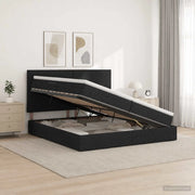 Letto con contenitore e materasso Nero 200 x 200 cm Tessuto 3459590