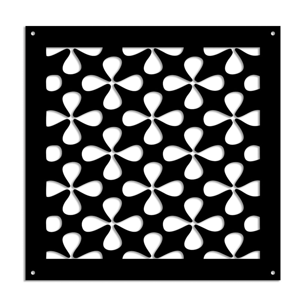QUADRIFOGLIO - Pannello in PVC traforato - Parasole Misura: 73x73 cm, Colore: nero