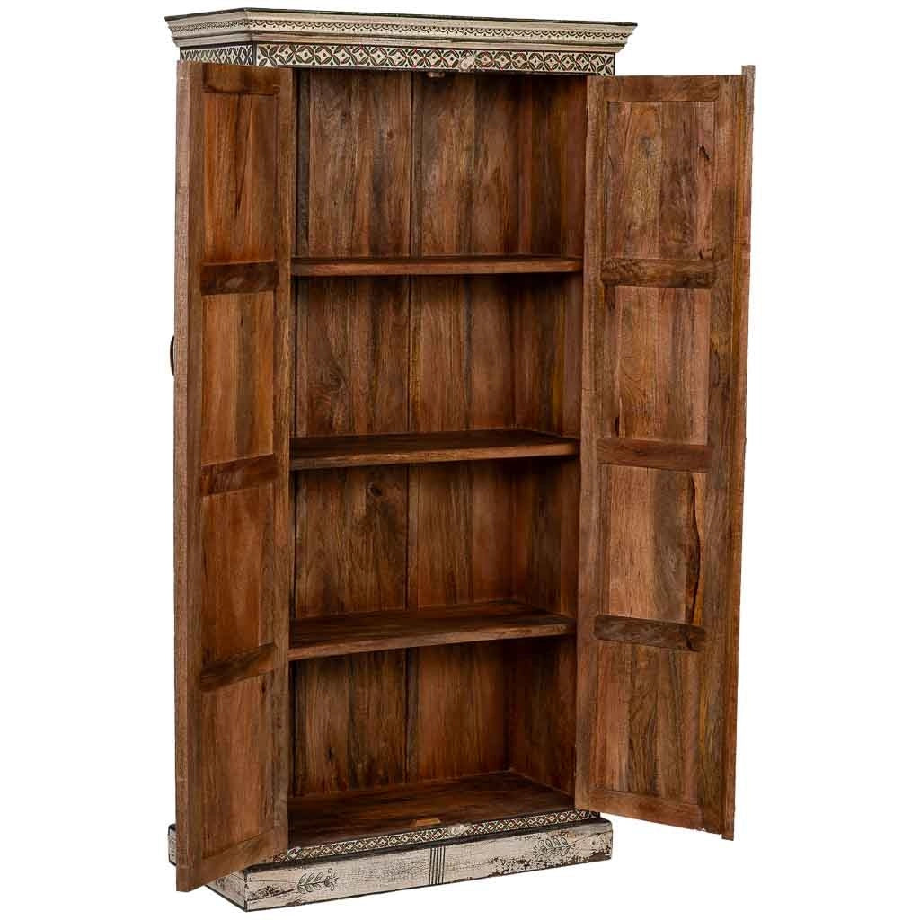 Armadio in legno verde dipinto a mano 92x42x183 cm