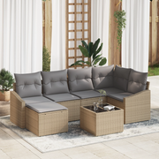 Set da Pranzo Giardino con Cuscini in Rattan Polirattan Nero
