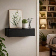 Wall Shelf With Drawer, Black, 40x23.5x10 Cm, MDF