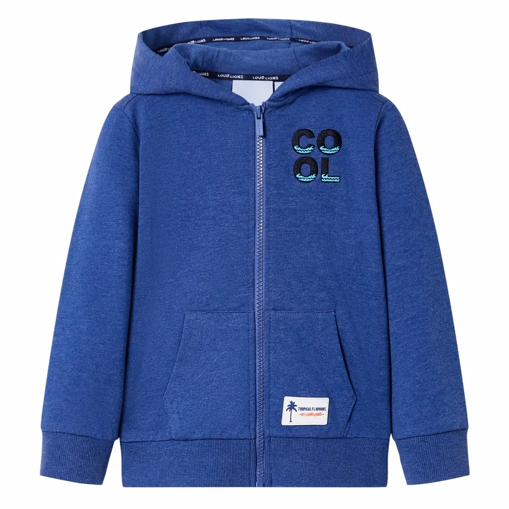 Felpa con Cappuccio e Cerniera per Bambini Blu Scuro MÃ©lange 92