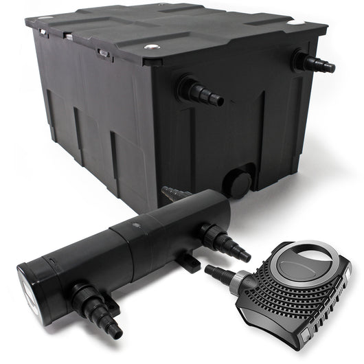 Set: Filtro bio per laghetto 60000l con Chiarificatore UVC 24W Pompa 80W