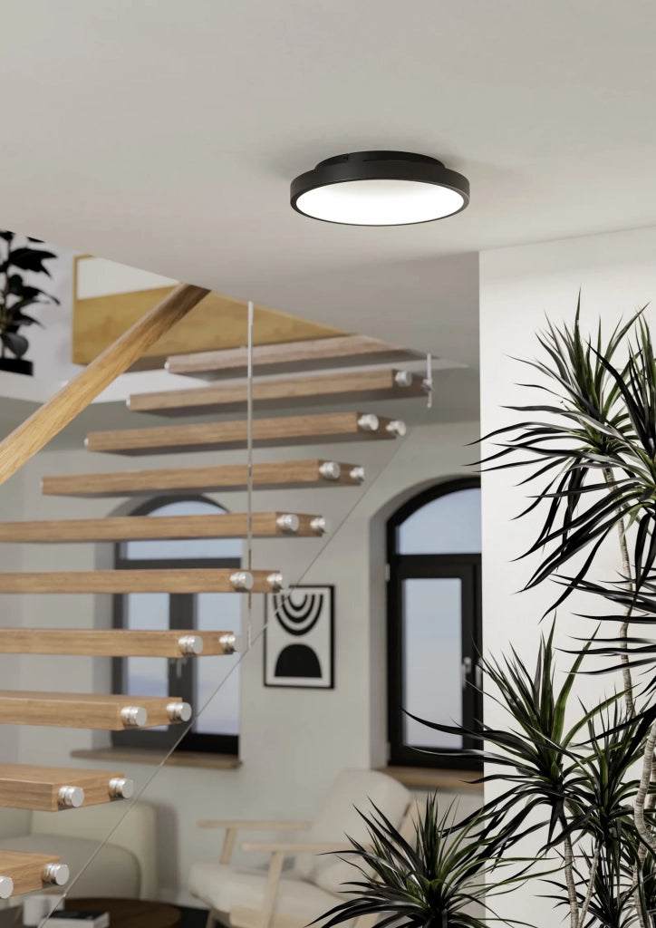 Plafoniera Moderna Loretello-Z Acciaio Nero Plastiche Bianche Led 19,6W 2430Lm