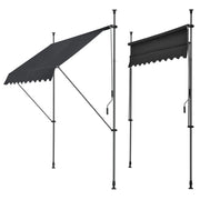 Tenda da sole telescopica in acciaio e poliestere 200 x 120 x 200-300 cm nera 03_0008323