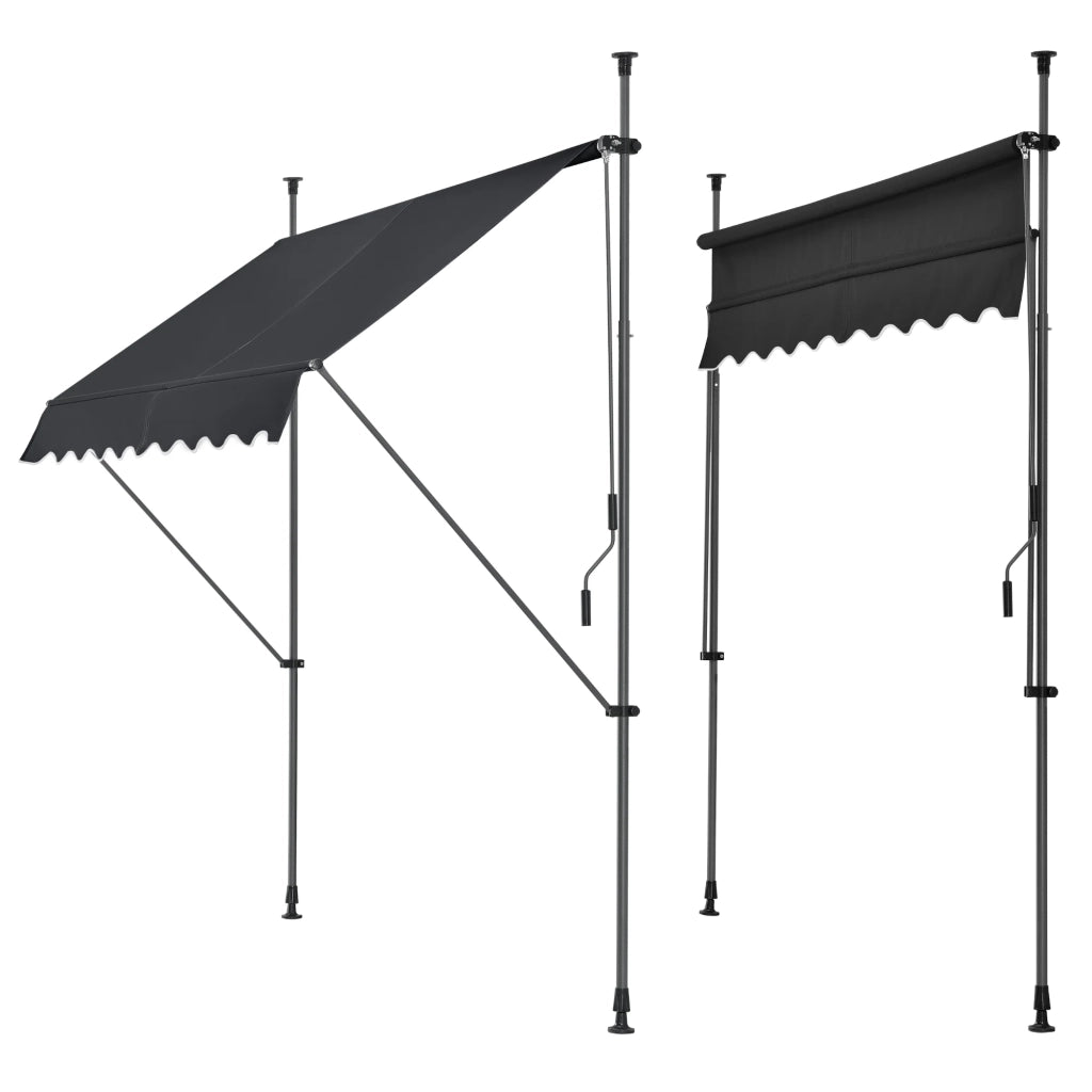 Tenda da sole telescopica in acciaio e poliestere 200 x 120 x 200-300 cm nera 03_0008323